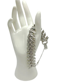 Pegasus Coro Silver Tone Leaf Chevron Link Bracelet - Hers and His Treasures