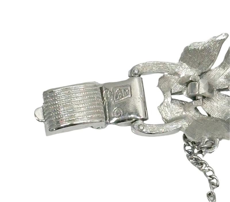 Pegasus Coro Silver Tone Leaf Chevron Link Bracelet - Hers and His Treasures