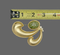 Pisces Signed Green Cabochon Brooch Pin - Hers and His Treasures