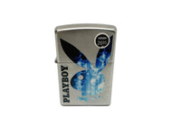 2018 Playboy Bunny Head Blue Water Bubbles Satin Chrome Zippo Lighter - Hers and His Treasures