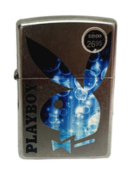 2018 Playboy Bunny Head Blue Water Bubbles Satin Chrome Zippo Lighter - Hers and His Treasures
