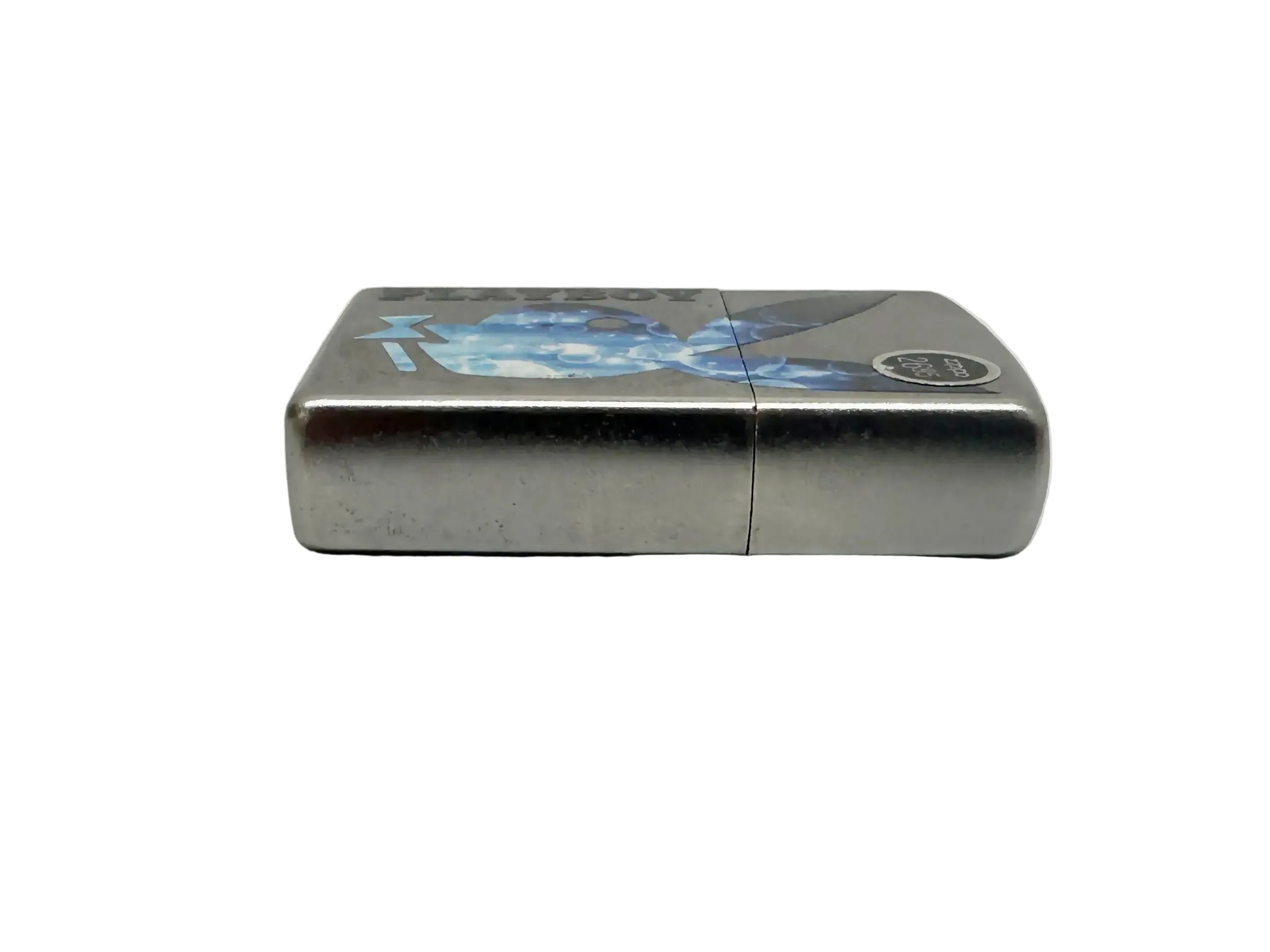 2018 Playboy Bunny Head Blue Water Bubbles Satin Chrome Zippo Lighter - Hers and His Treasures