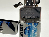 2018 Playboy Bunny Head Blue Water Bubbles Satin Chrome Zippo Lighter - Hers and His Treasures