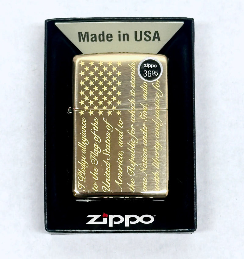 2023 Pledge of Allegiance 49585 High Polished Brass Zippo Lighter - Hers and His Treasures
