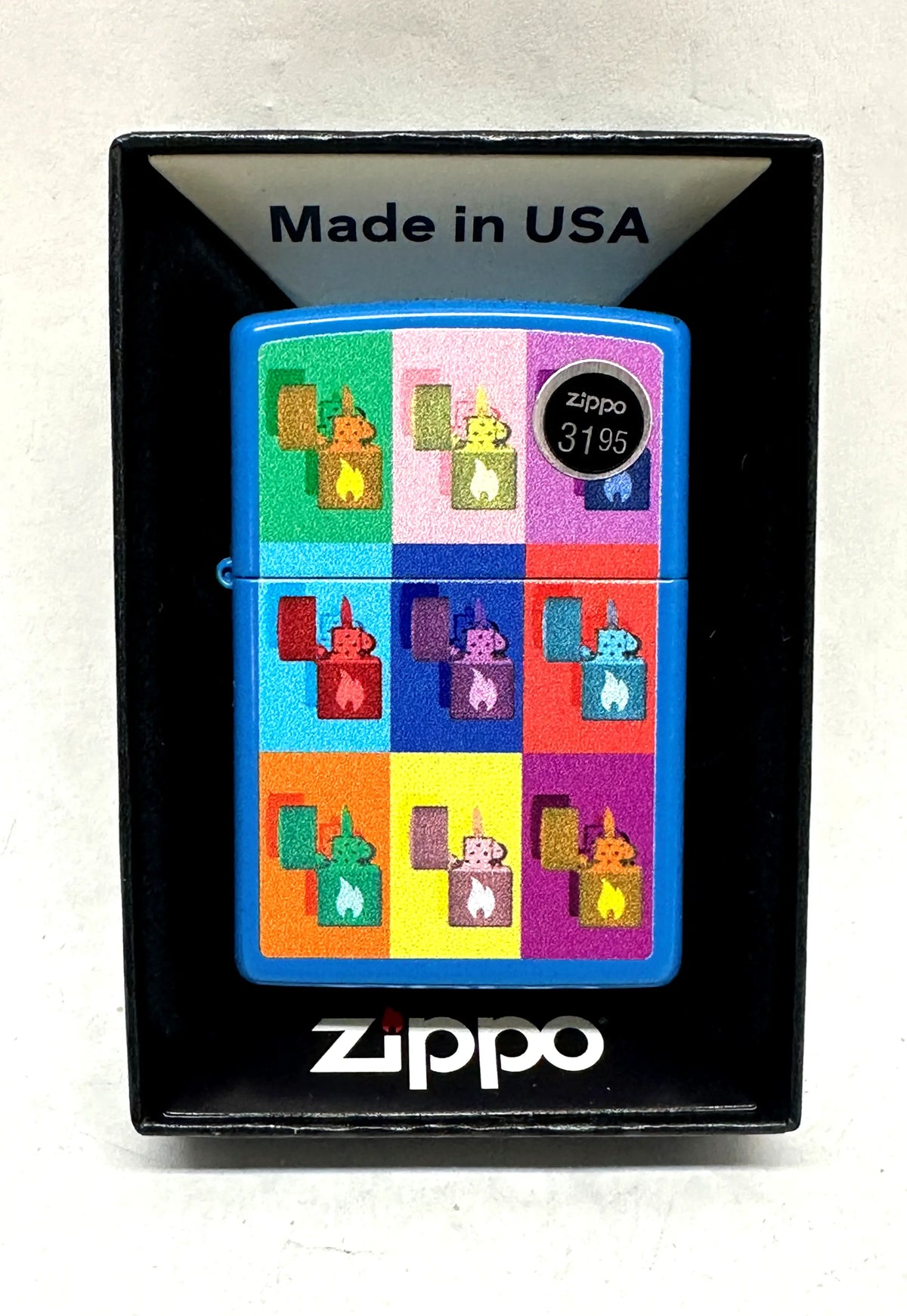 2025 Pop Art Design Sky Blue Matte Zippo Lighter - Hers and His Treasures