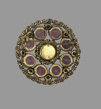 Vintage Purple Marbled Porphyry Art Glass Brooch - Hers and His Treasures