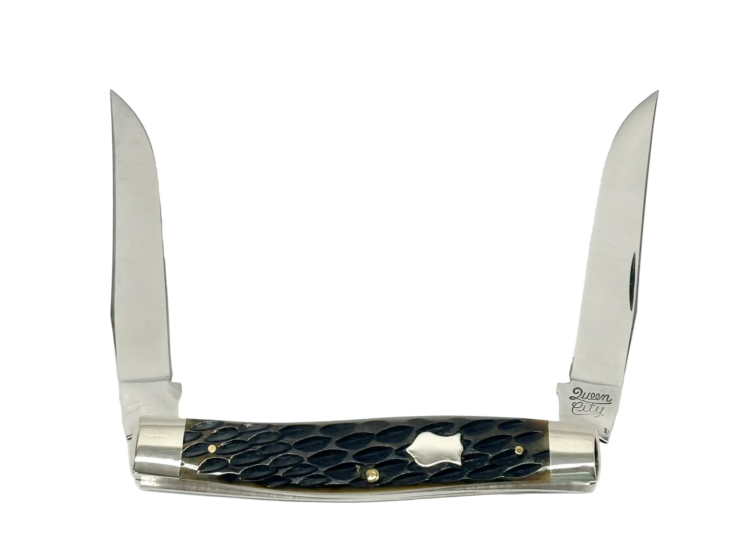 Queen City #27 Green Bone Muskrat Pocket Knife - Hers and His Treasures