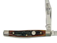 Queen Cutlery #2 Honey Amber Bone Jack Knife - Hers and His Treasures