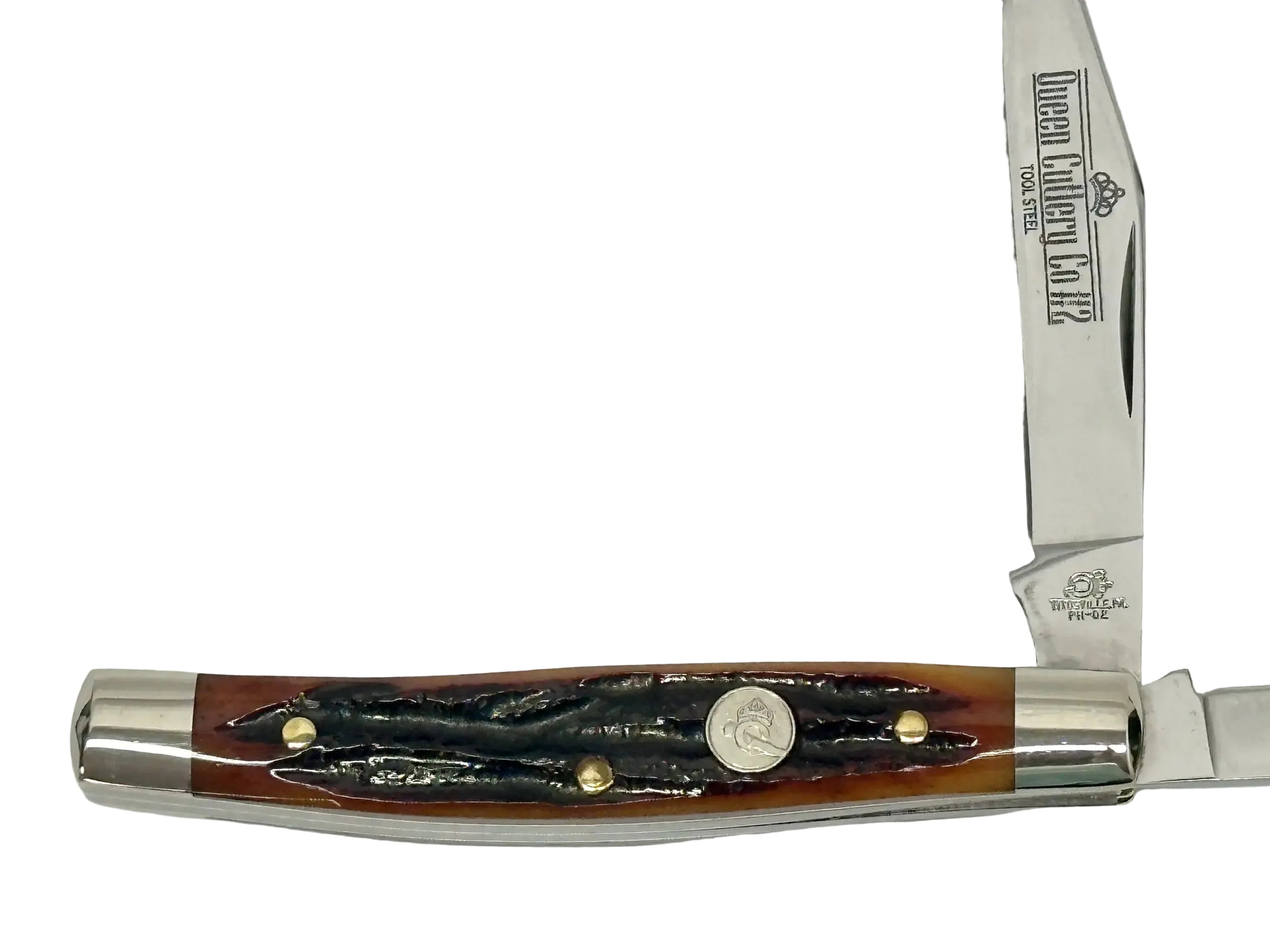 Queen Cutlery #2 Honey Amber Bone Jack Knife - Hers and His Treasures