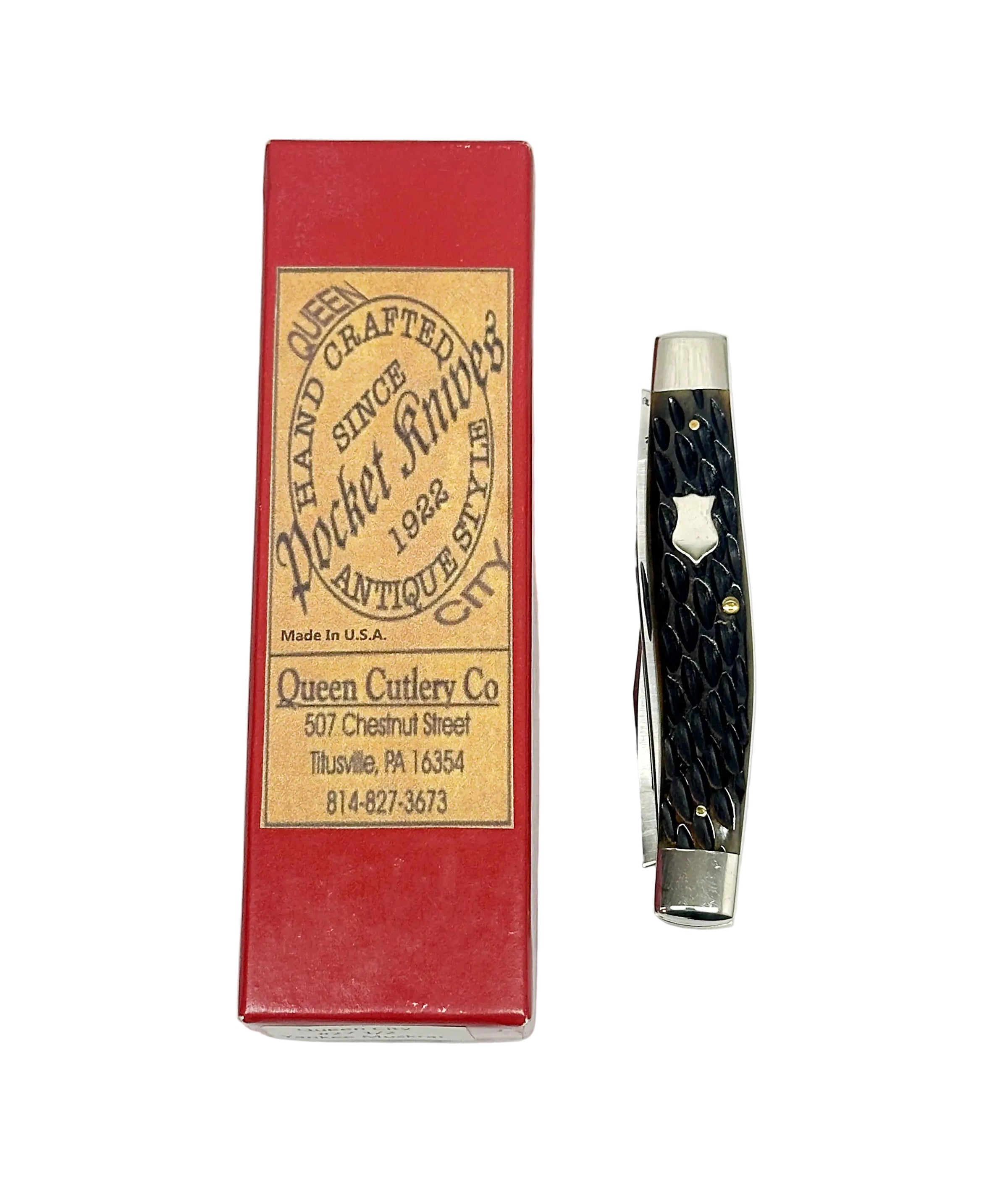 Queen City #27 Green Bone Muskrat Pocket Knife - Hers and His Treasures