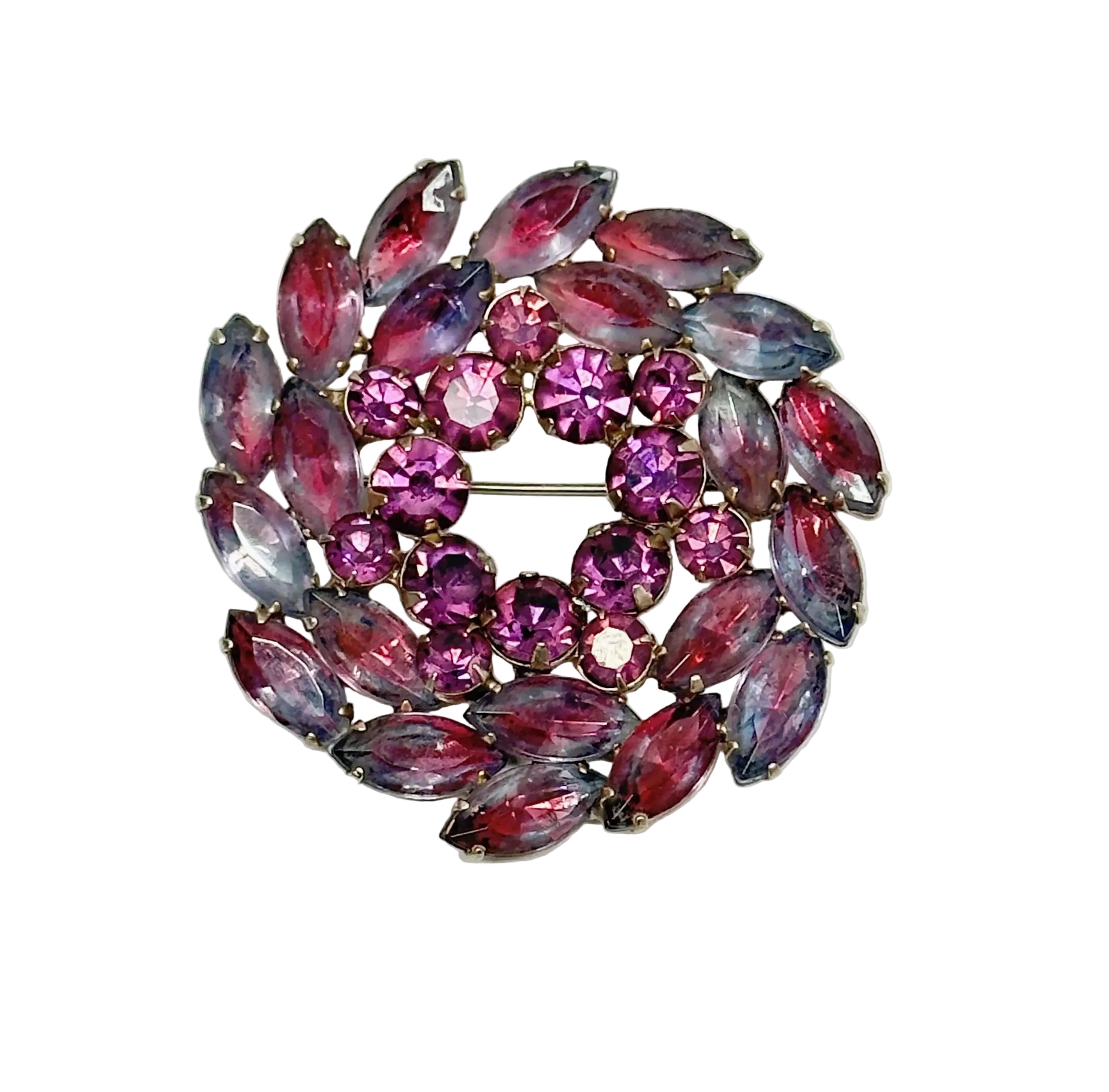 1950's Regency Purple Rhinestone Wreath Brooch - Hers and His Treasures