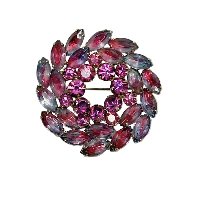 1950's Regency Purple Rhinestone Wreath Brooch - Hers and His Treasures