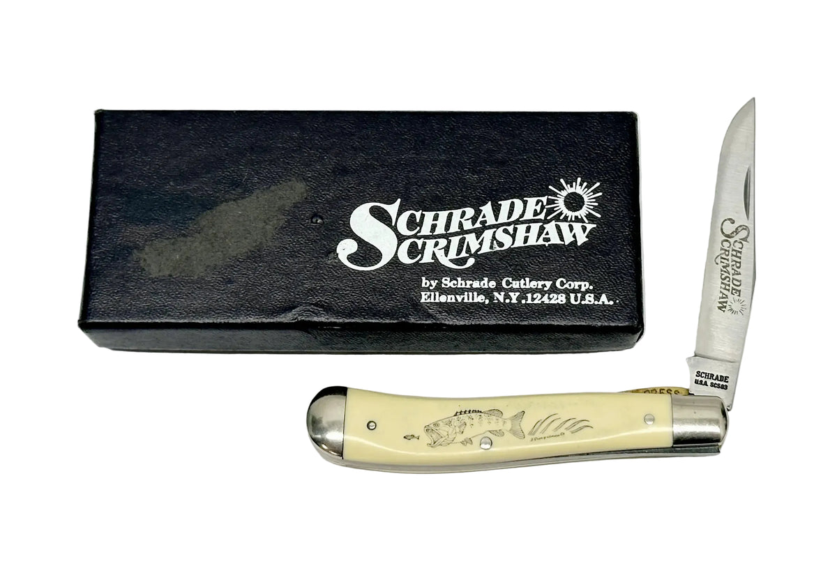 Schrade Cutlery SC-503 Bass Scrimshaw Trapper Pocket Knife – Hers
