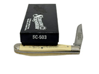 Schrade Cutlery SC-503 Bass Scrimshaw Trapper Pocket Knife - Hers and His Treasures