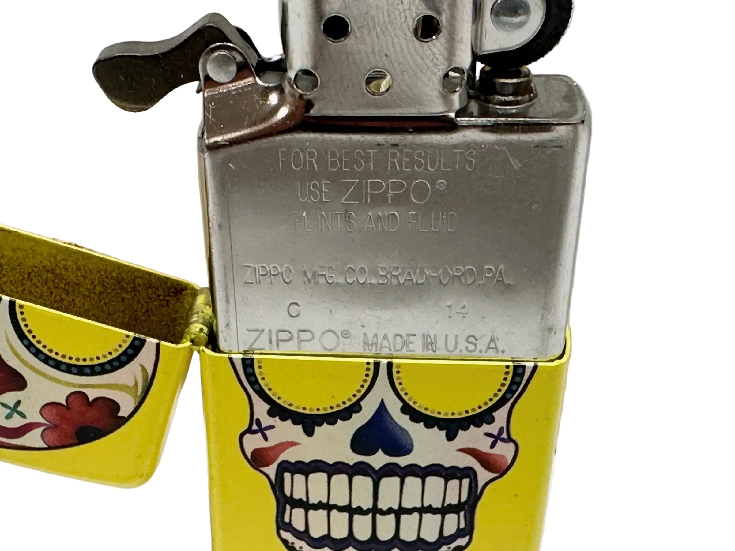 2014 Sugar Skull Day of the Dead Lemon Matte Zippo Lighter - Hers and His Treasures