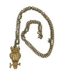 Vintage Tancer II Gold Tone Owl Necklace with Movable Glasses - Hers and His Treasures