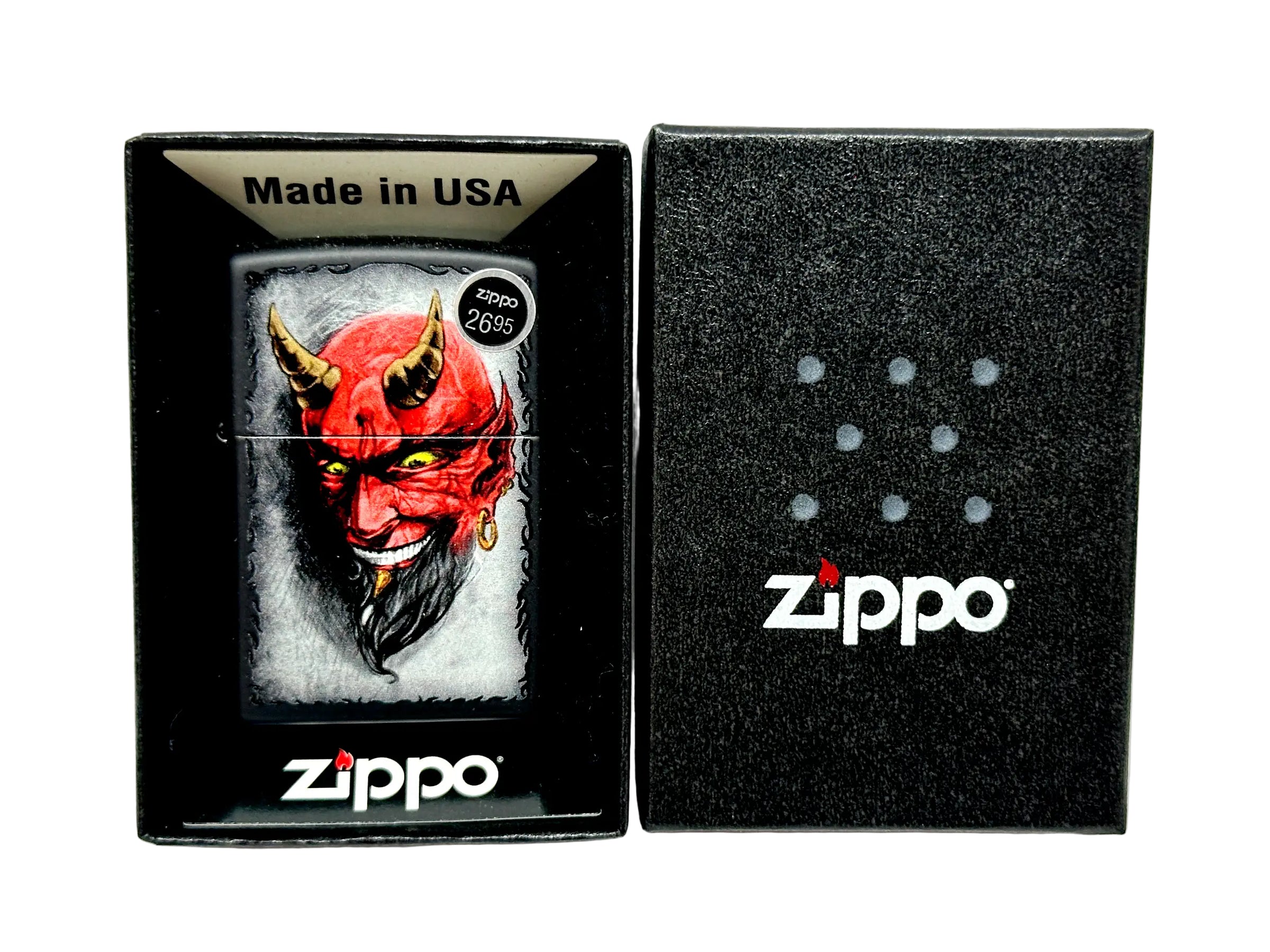 2016 28862 Tattoo Devil Black Matte Zippo Lighter - Hers and His Treasures