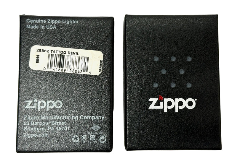 2016 28862 Tattoo Devil Black Matte Zippo Lighter - Hers and His Treasures