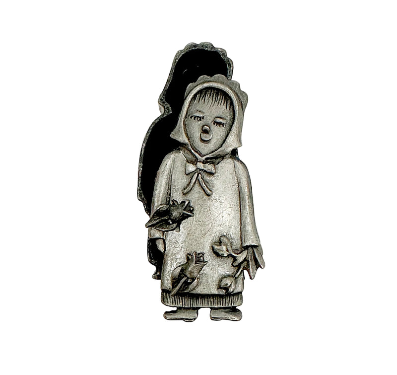 Vintage Torino Pewter Woman with Rose Earrings Box Set - Hers and His Treasures