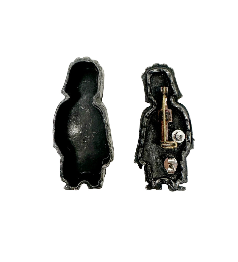 Vintage Torino Pewter Woman with Rose Earrings Box Set - Hers and His Treasures