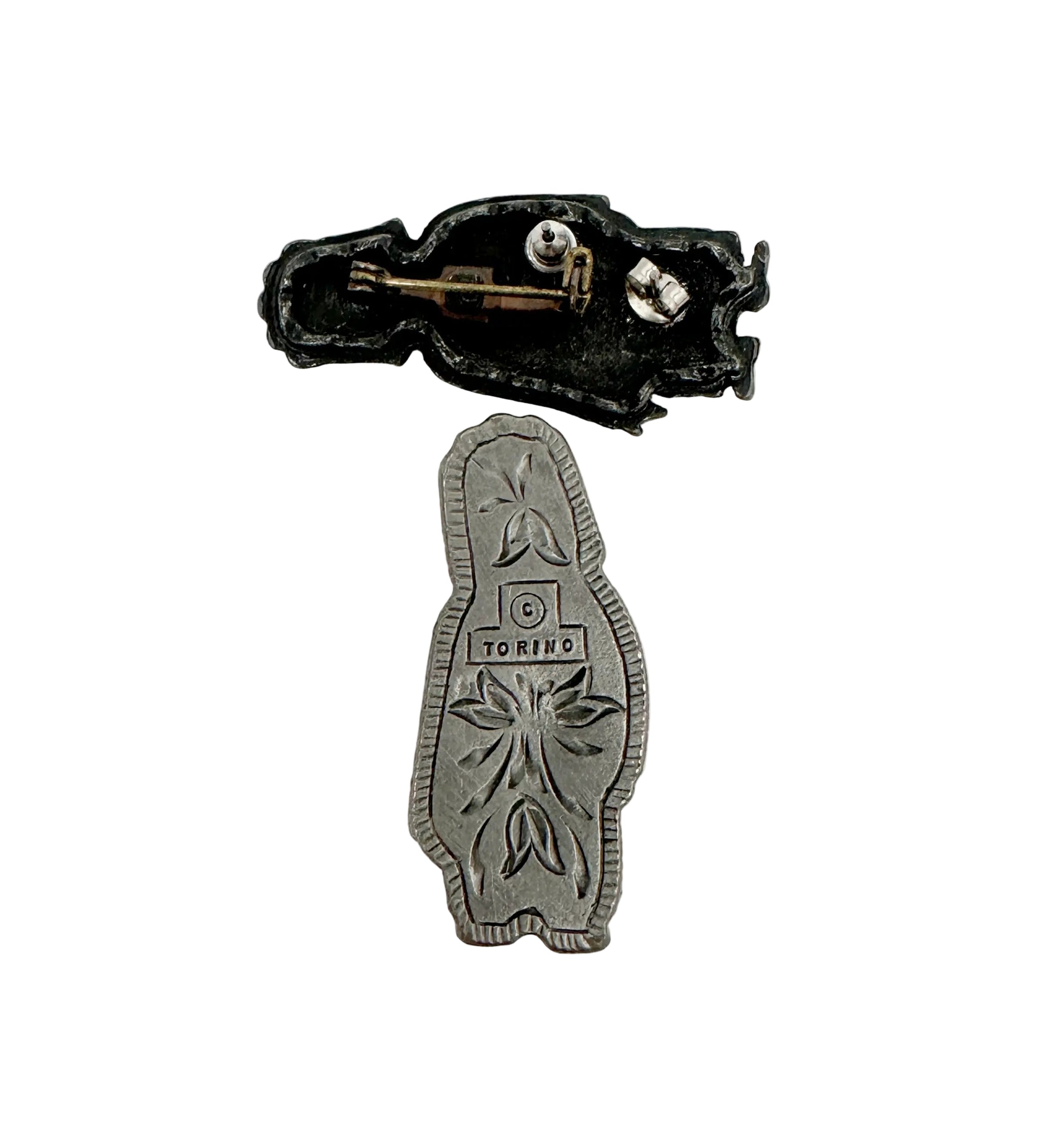 Vintage Torino Pewter Woman with Rose Earrings Box Set - Hers and His Treasures