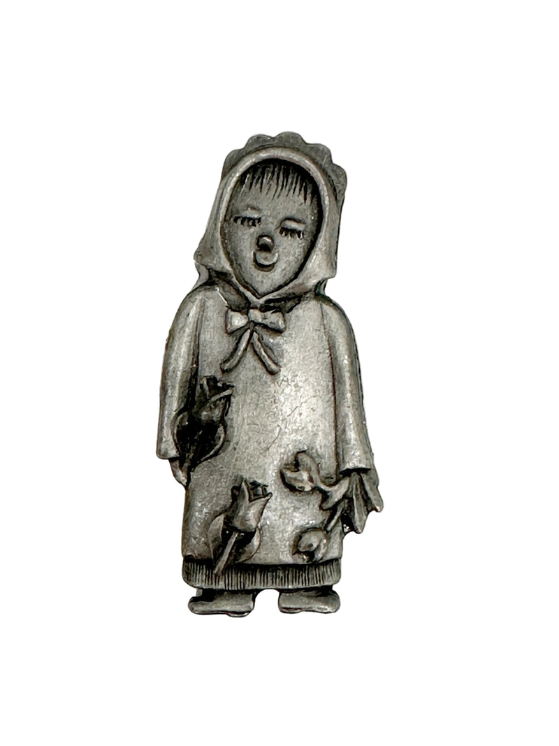 Vintage Torino Pewter Woman with Rose Earrings Box Set - Hers and His Treasures