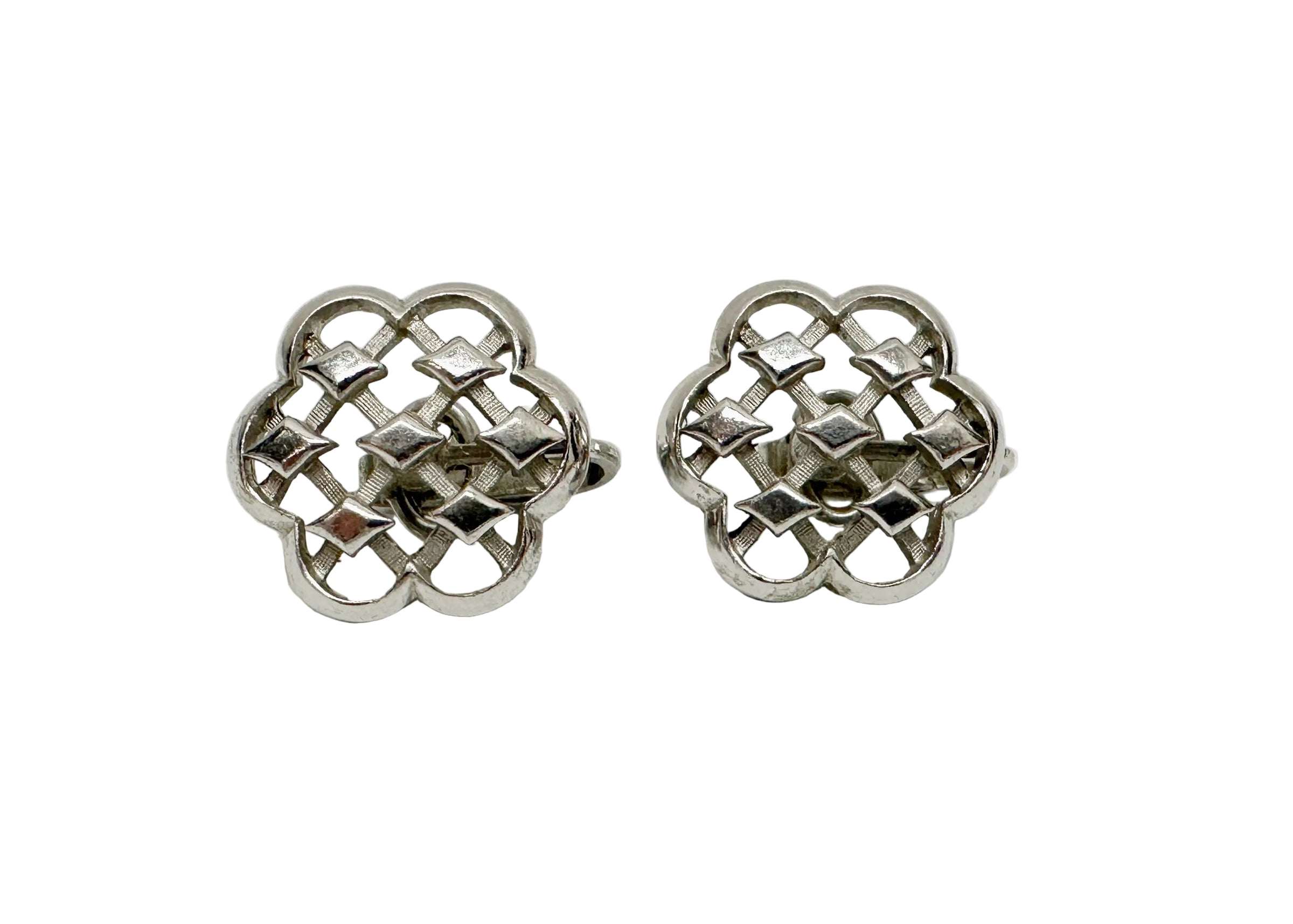 Vintage Trifari Silver Tone Celtic Knot Clip-On Earrings - Hers and His Treasures