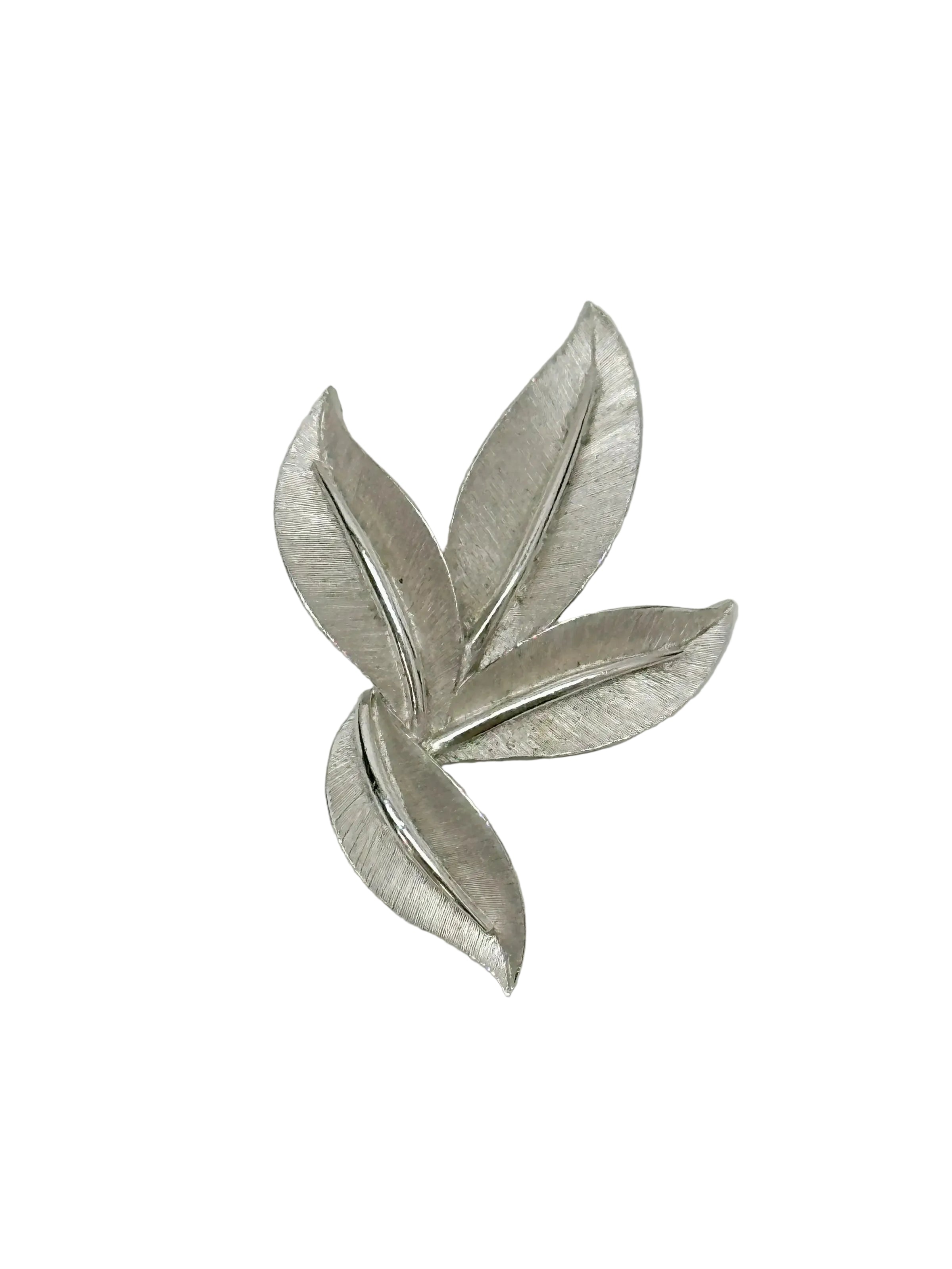 Vintage Trifari Silver Tone Leaf Brooch Pin - Hers and His Treasures