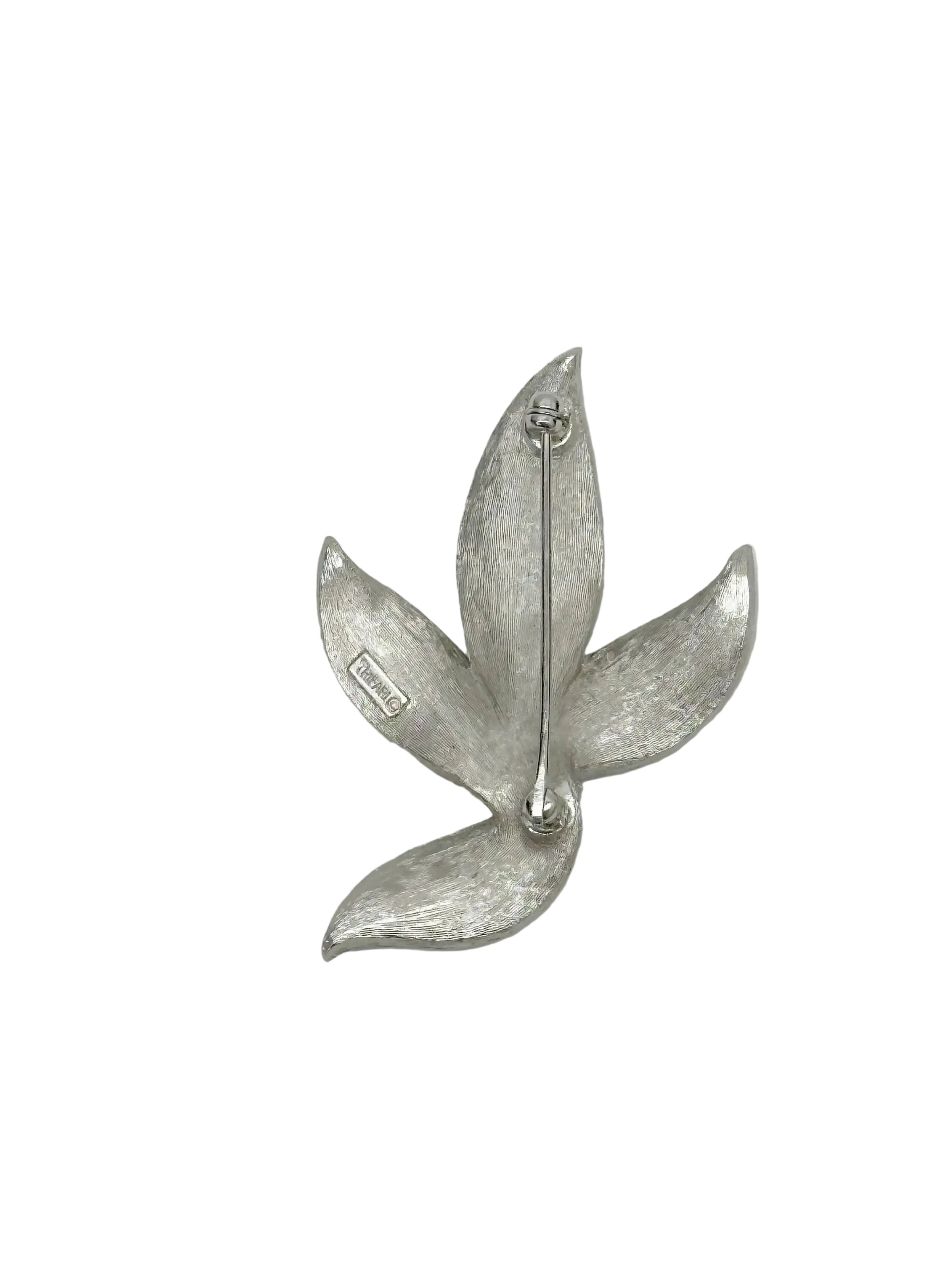 Vintage Trifari Silver Tone Leaf Brooch Pin - Hers and His Treasures