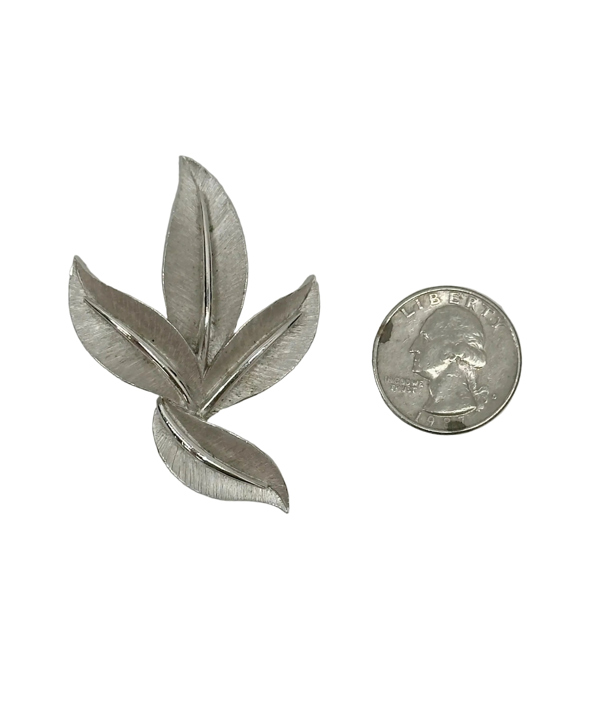 Vintage Trifari Silver Tone Leaf Brooch Pin - Hers and His Treasures