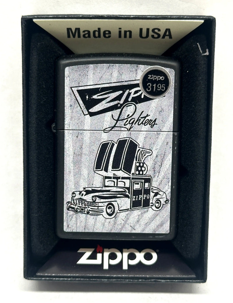 2025 Zippo Car Ad Design Black Matte Zippo Lighter - Hers and His Treasures