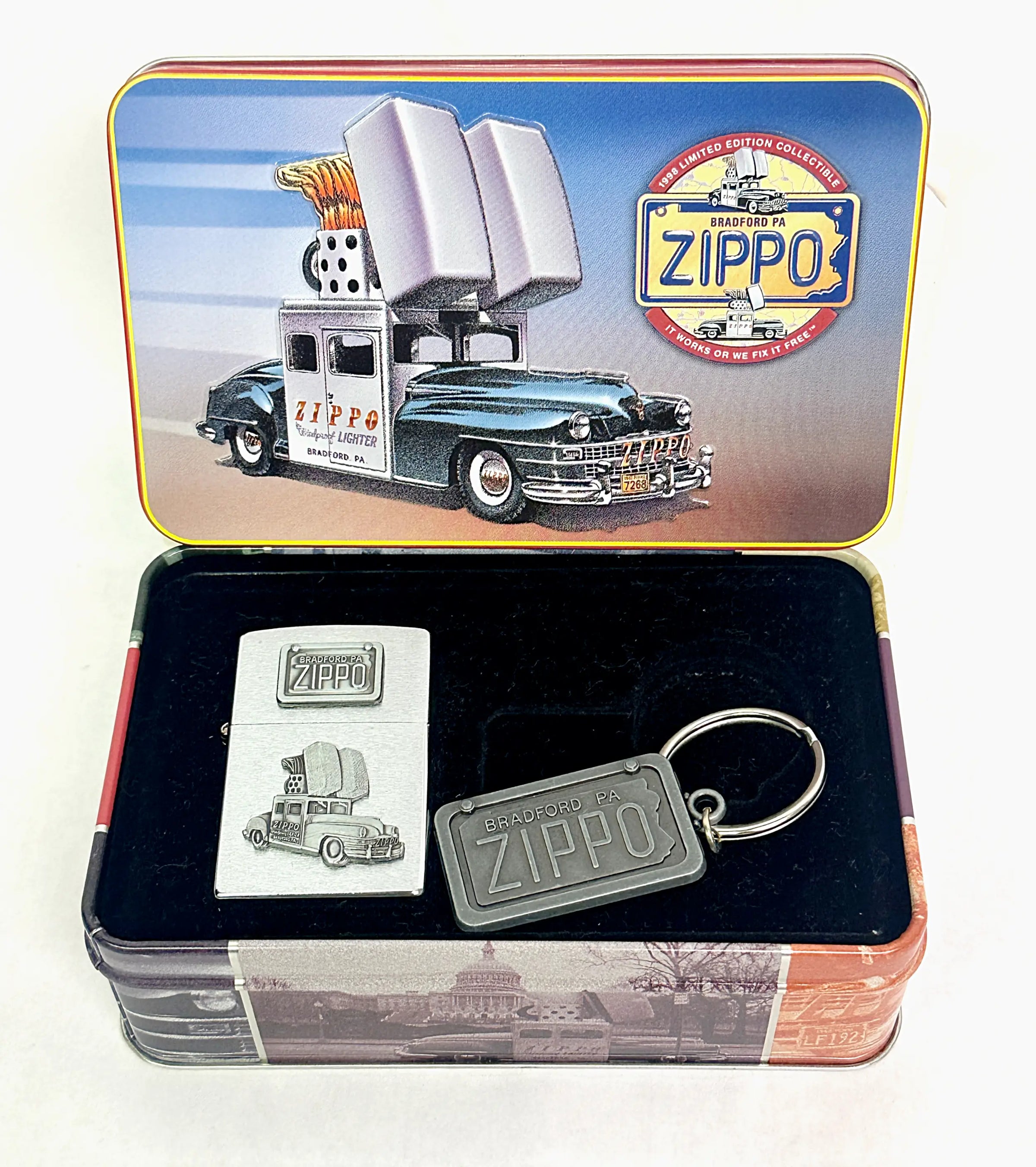 XIV 1998 Zippo Car Lighter and Keychain Set - Hers and His Treasures