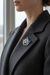 B. David Family Crown Rhinestone Brooch in Box - Hers and His Treasures