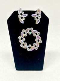 B. David Purple AB Rhinestone Wreath Brooch and Earring Set - Hers and His Treasures