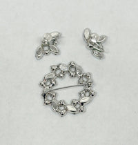 B. David Purple AB Rhinestone Wreath Brooch and Earring Set - Hers and His Treasures