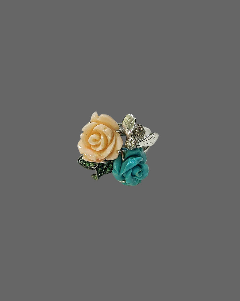 Ring with floral design on a white background