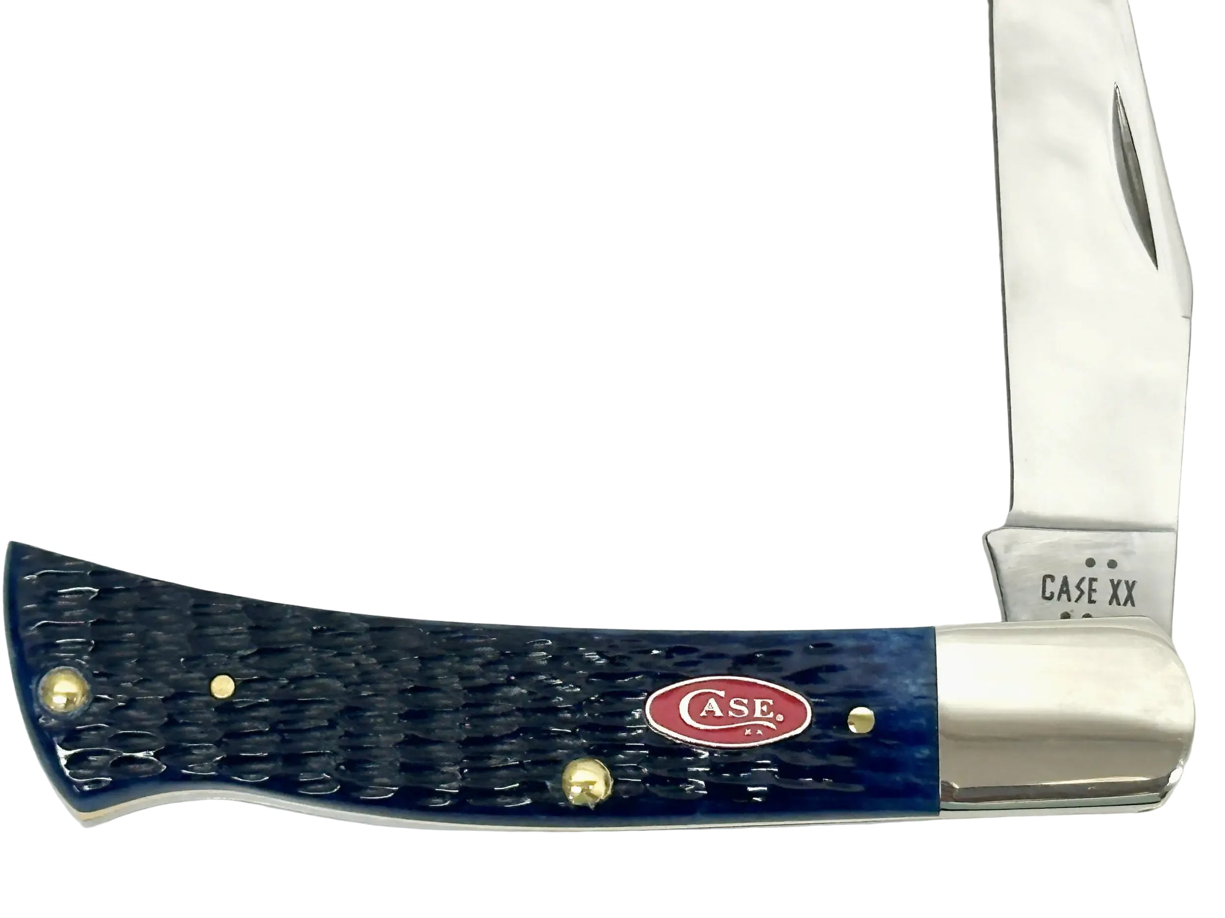2026 Case XX Navy Blue Bone Rogers Jig Axe Handle Pocket Knife - Hers and His Treasures