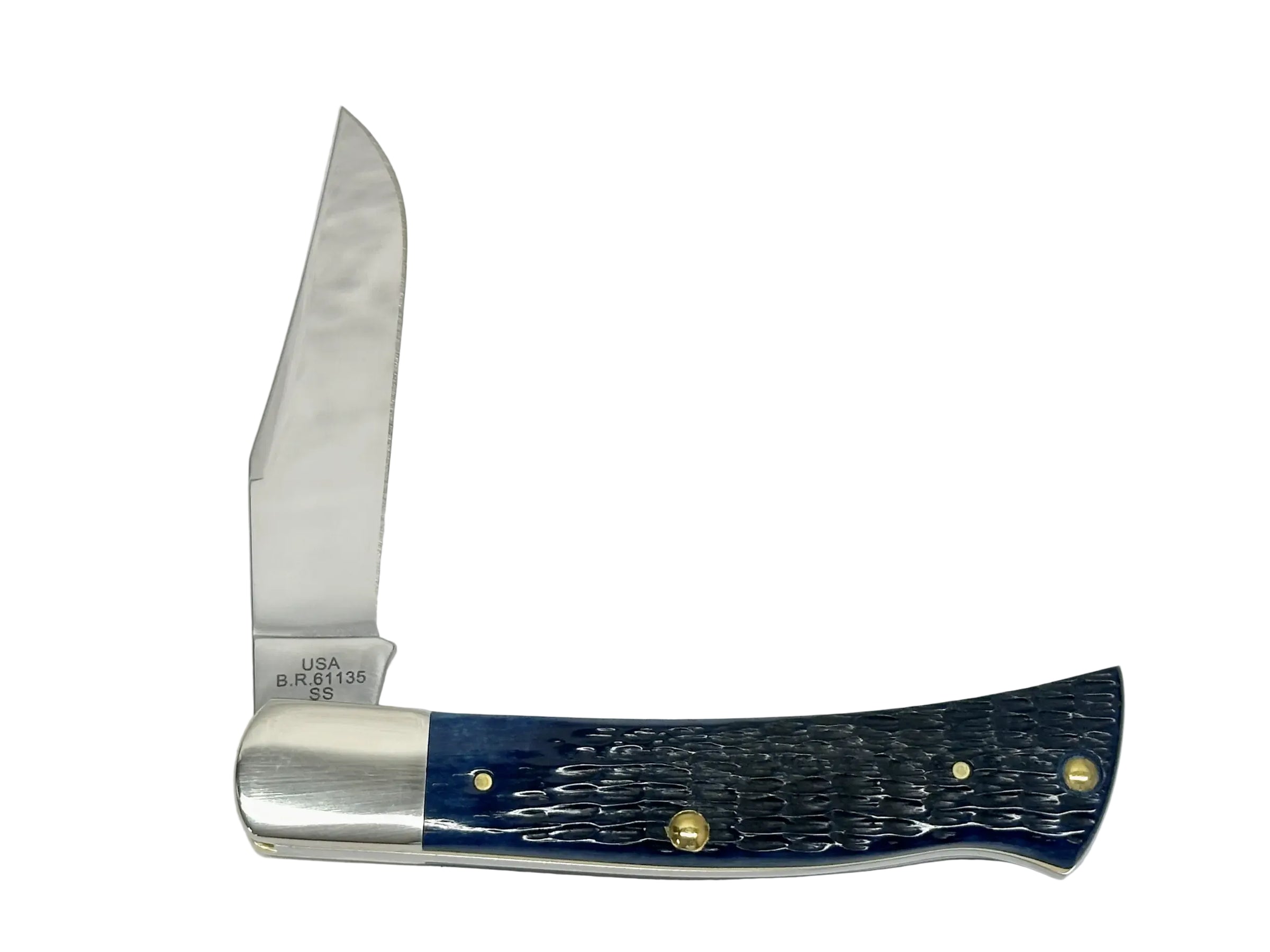 2026 Case XX Navy Blue Bone Rogers Jig Axe Handle Pocket Knife - Hers and His Treasures