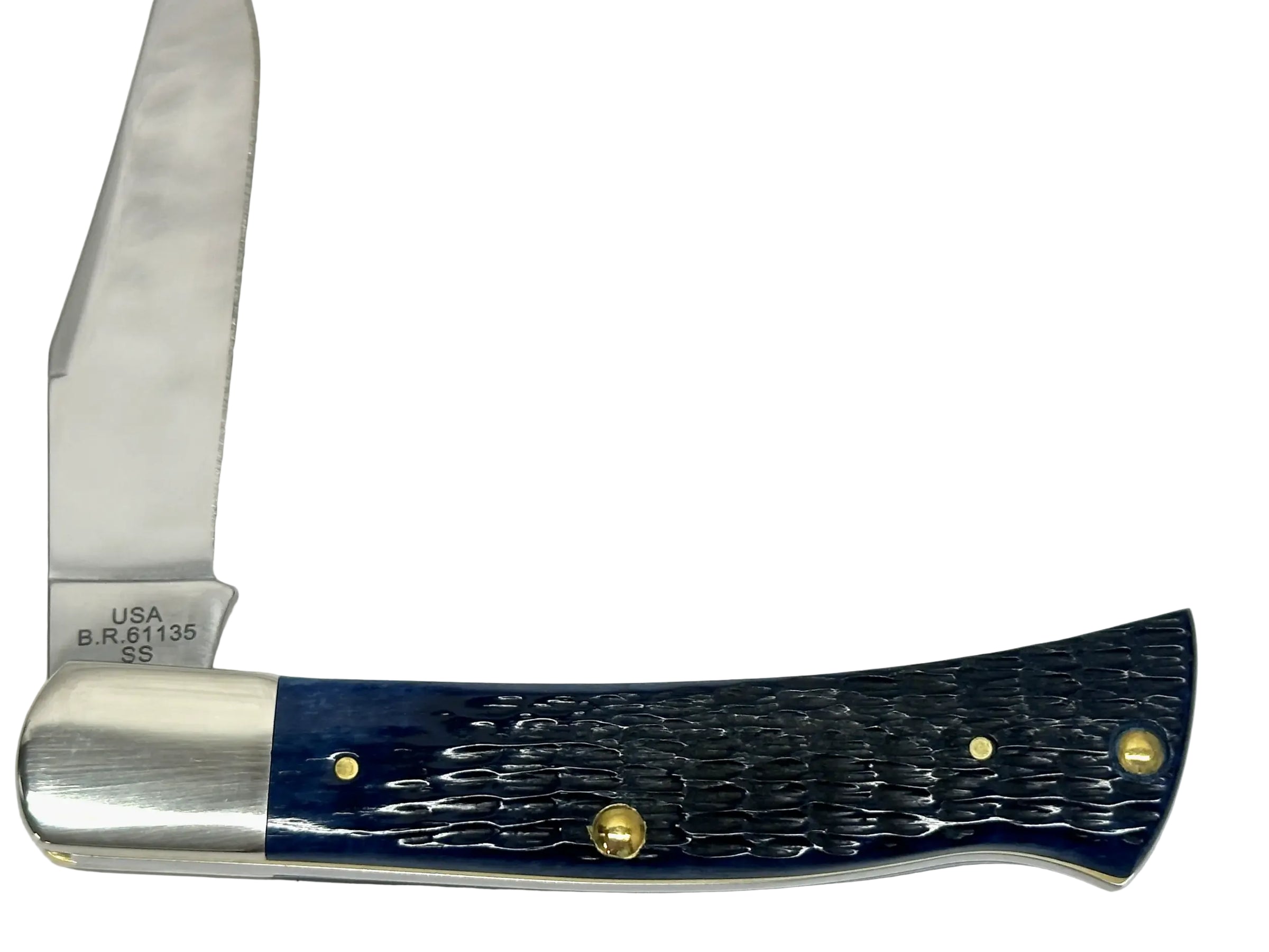2026 Case XX Navy Blue Bone Rogers Jig Axe Handle Pocket Knife - Hers and His Treasures