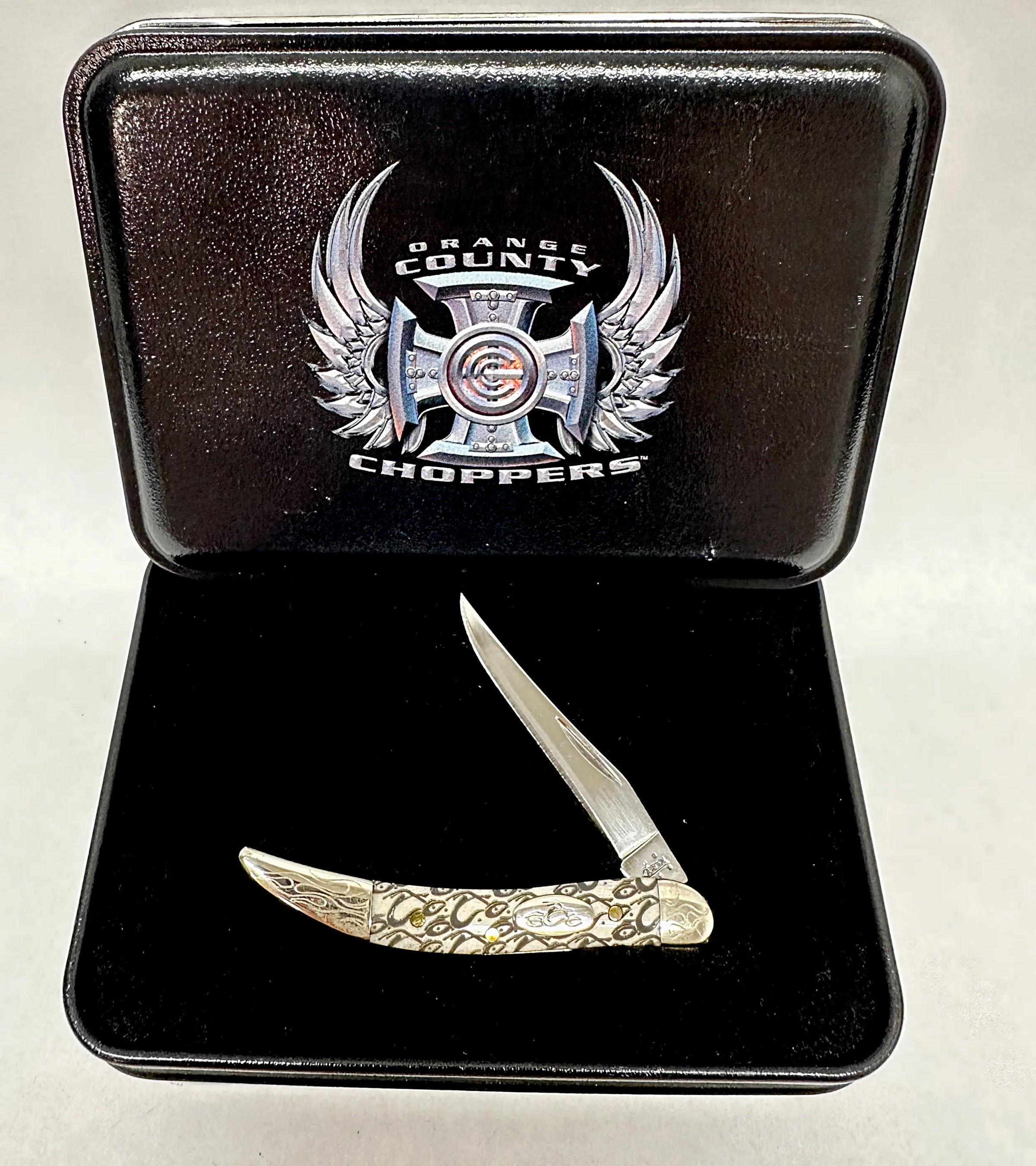 2005 Case XX Natural Bone Orange County Chopper Tiny Toothpick Pocket Knife - Hers and His Treasures