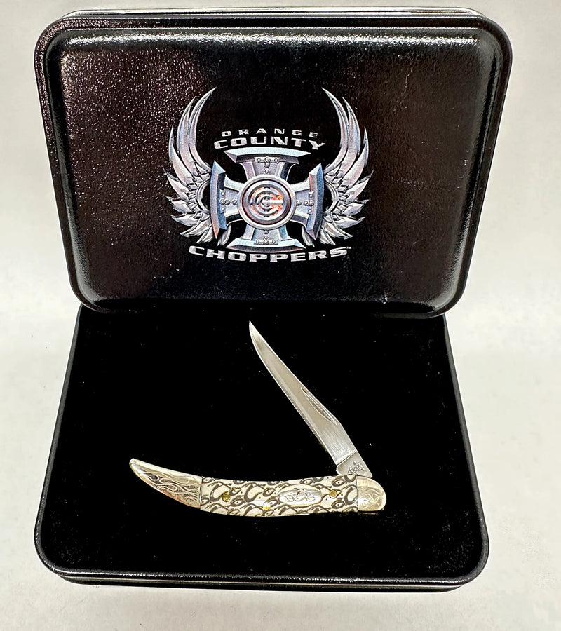 2005 Case XX Natural Bone Orange County Chopper Tiny Toothpick Pocket Knife - Hers and His Treasures