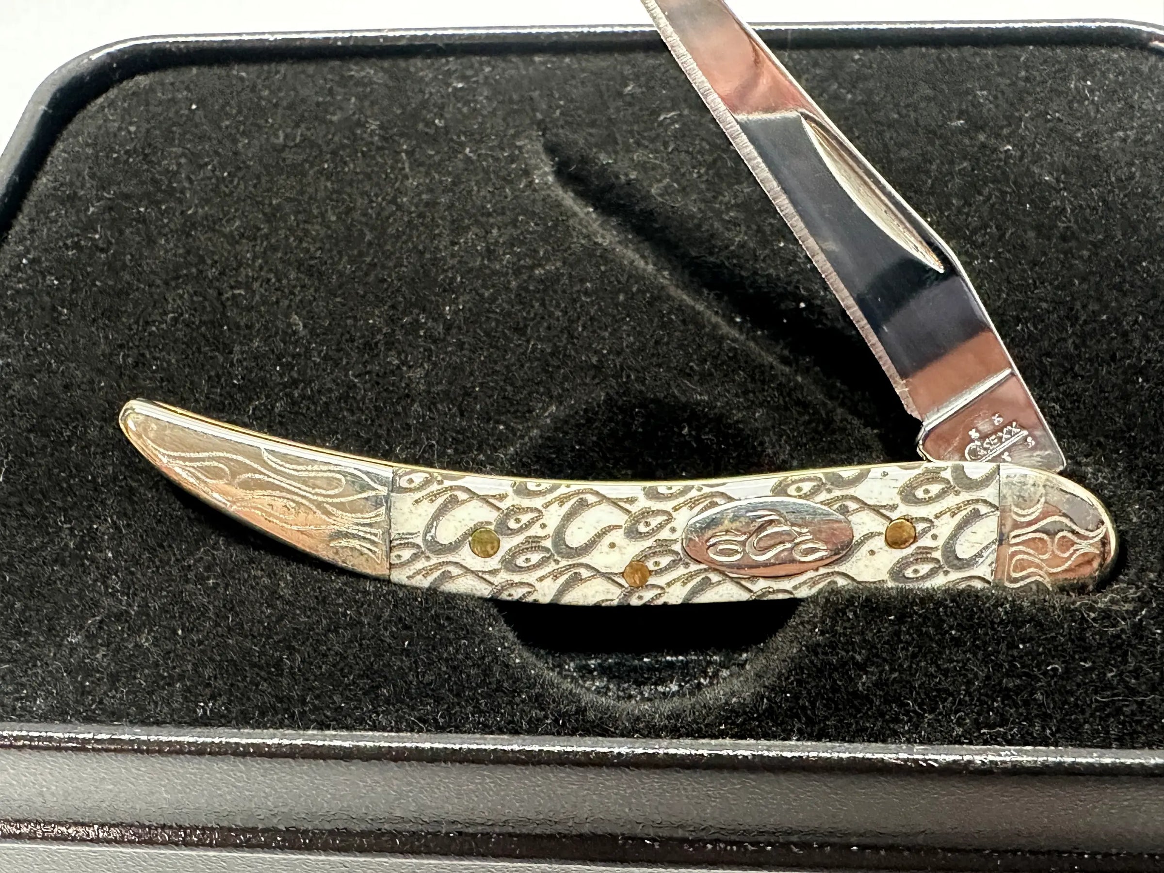 2005 Case XX Natural Bone Orange County Chopper Tiny Toothpick Pocket Knife - Hers and His Treasures