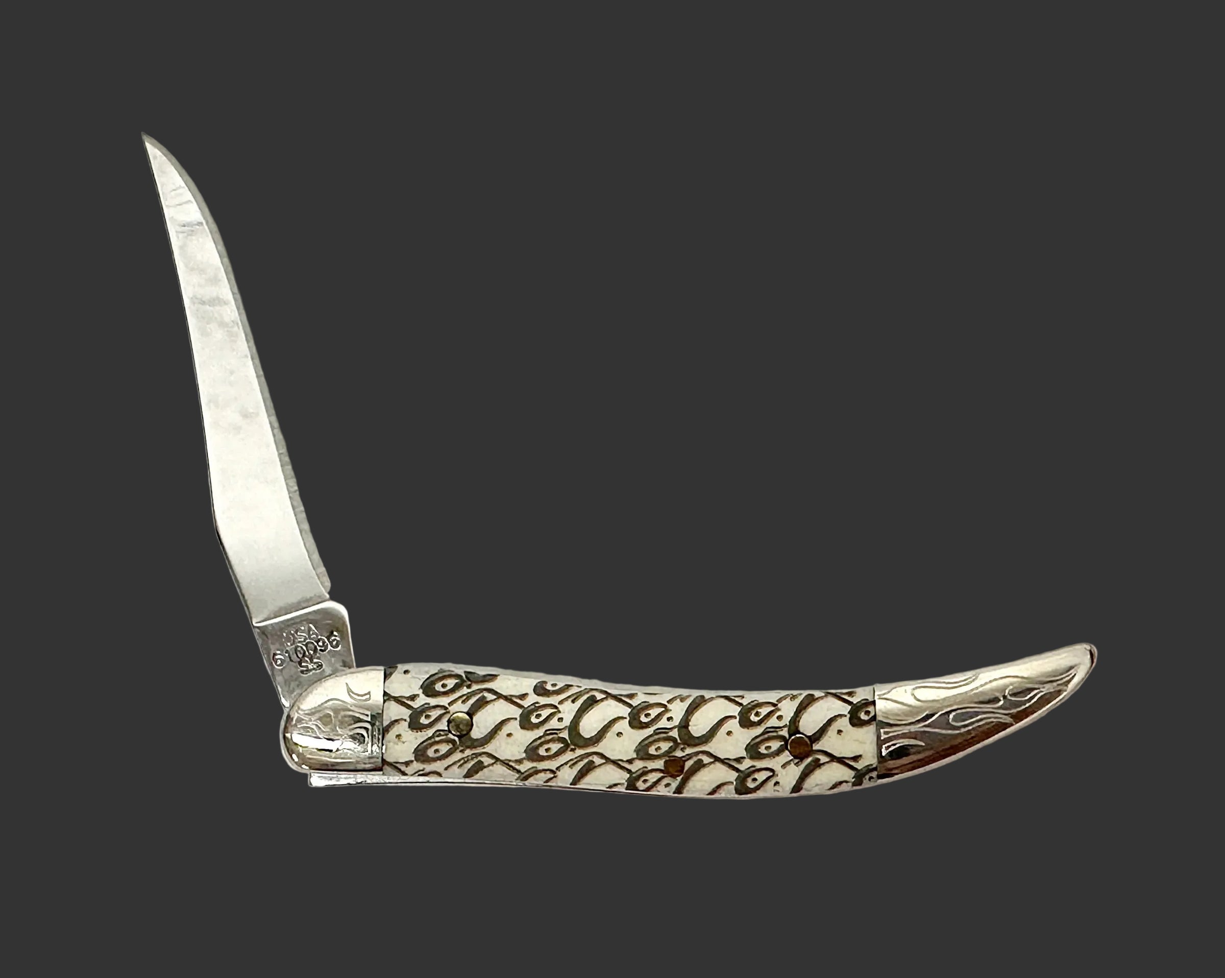 2005 Case XX Natural Bone Orange County Chopper Tiny Toothpick Pocket Knife - Hers and His Treasures