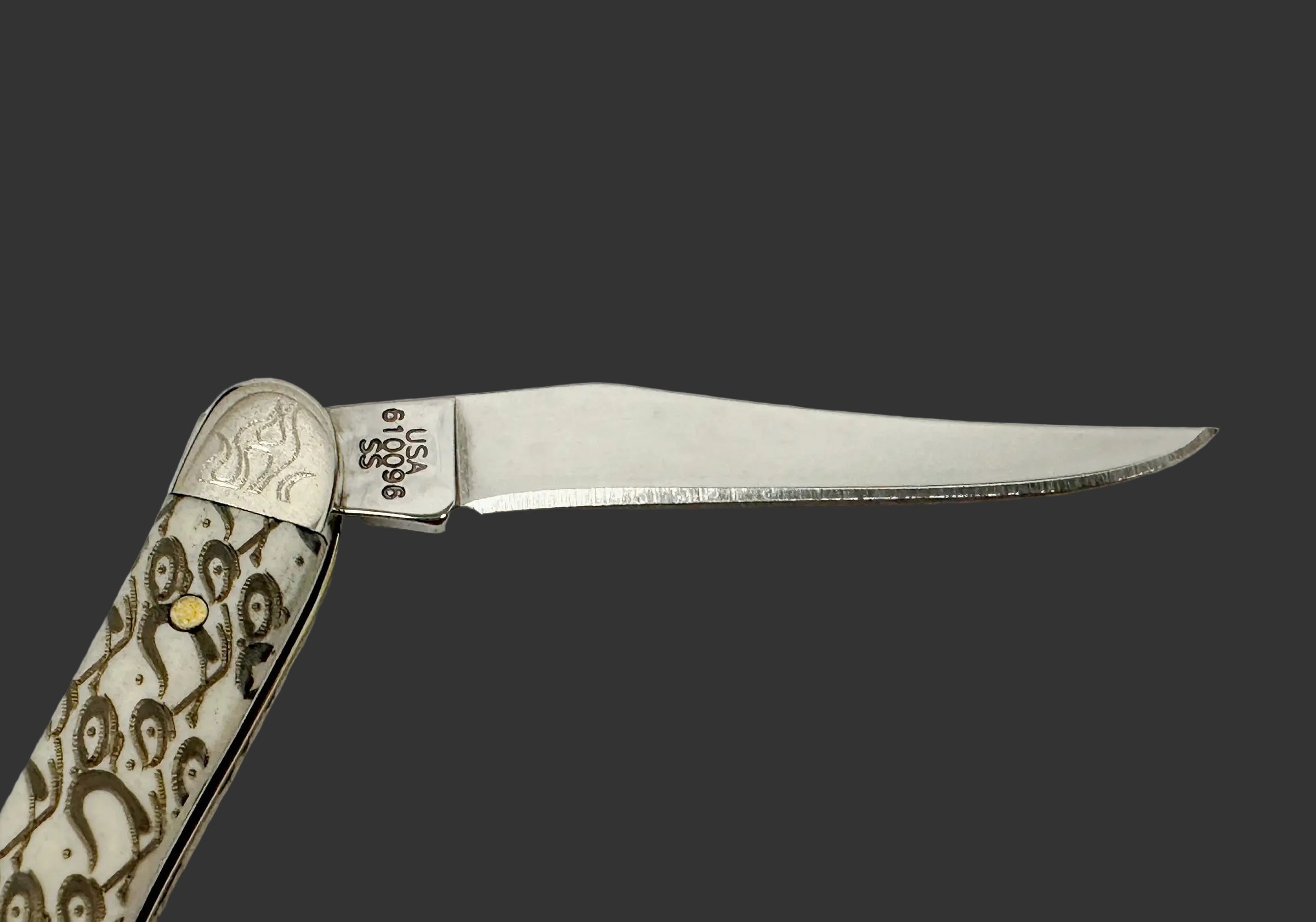 2005 Case XX Natural Bone Orange County Chopper Tiny Toothpick Pocket Knife - Hers and His Treasures