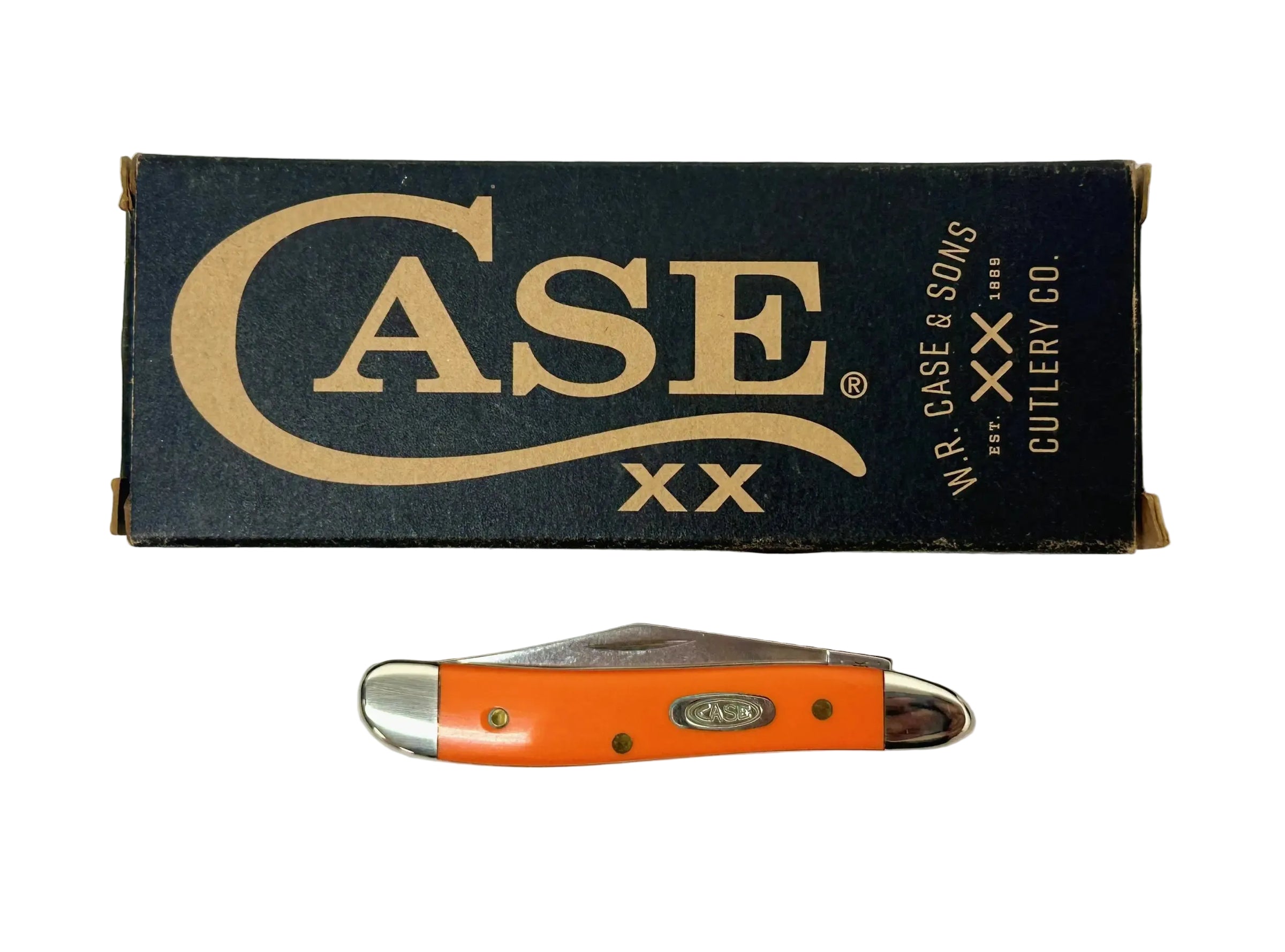2021 Case XX 4220 Synthetic Orange Peanut Pocket Knife - Hers and His Treasures