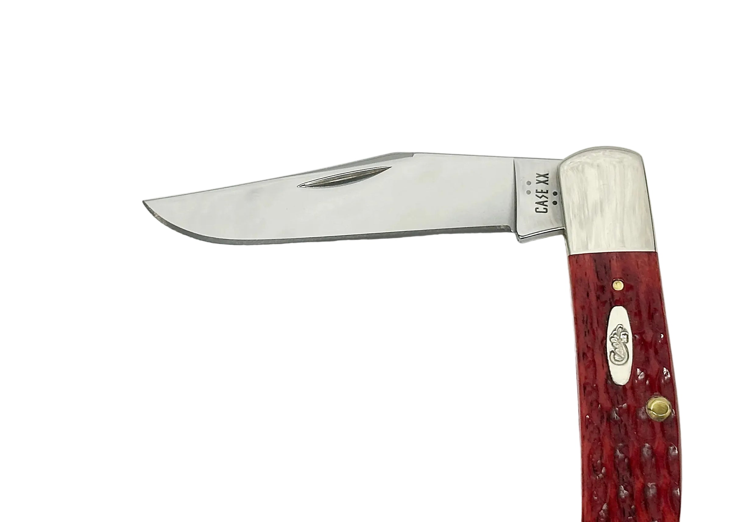 2026 Case XX Corn Cob Jig Dark Red Bone Pocket Worn Axe Handle Pocket Knife - Hers and His Treasures