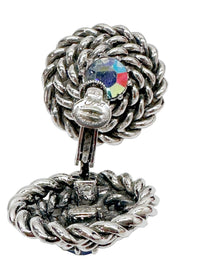 Coro Silver Tone Amethyst AB Rhinestone Clip-On Earrings - Hers and His Treasures