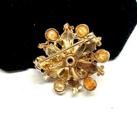 1950's Coro Small Blue Rhinestone and Pearl Brooch - Hers and His Treasures