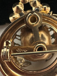 Coro Blue Rhinestone and Pearl Gold Tone Brooch - Hers and His Treasures