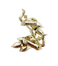 Coro Red AB Rhinestone Leaf Gold Tone Clip-On Earrings - Hers and His Treasures